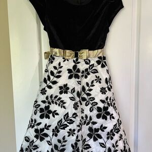 Jona Michelle Black and White Fit and Flare Dress with Flutter Sleeves